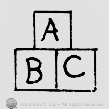 A letter above B and C letters,al of them in individual square frames