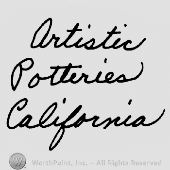 Artistic hand written above Potteries hand written above California