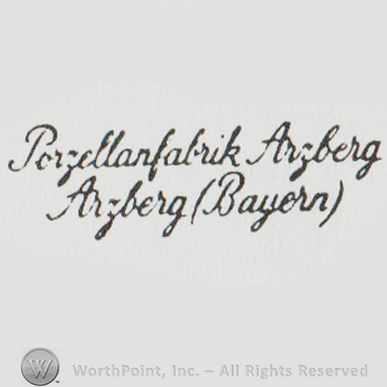 the handwritten text PORZELLANFABRIK ARZBERG ARZBERG BAYERN