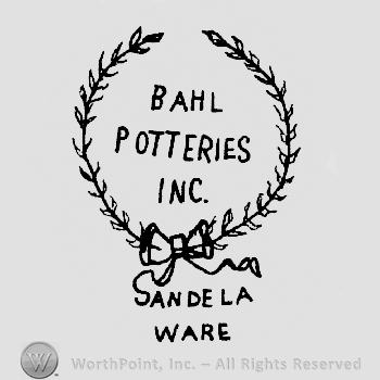 Bahl written above Potteries written above Inc. all written in a wrath Sandela Ware written under it