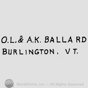 O.L& A.K. Ballard written above Burlington, Vt.