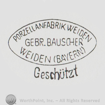 oval logo with "porzellanfabrik weiden gebr. Bauscher"