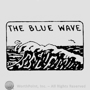 The blue wave written in above a wave in a frame