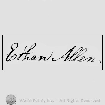 Autograph/signature : Ethan Allen.