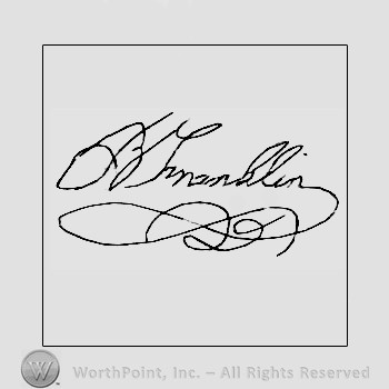Autograph/signature : Benjamin Franklin.