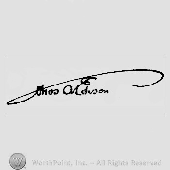 Autograph/signature : Thomas A. Edison.