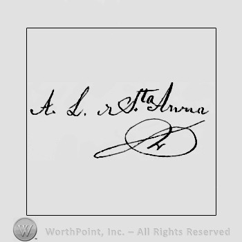 Autograph/signature : Antonio Lopez de Santa Anna.