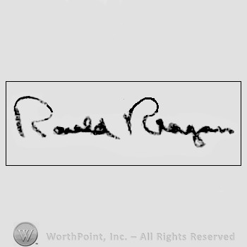 Autograph/signature : Ronald Reagan.