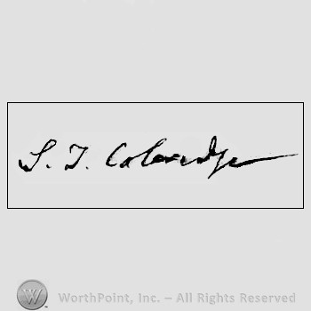 Autograph/signature : Samuel Taylor Coleridge.