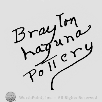 Brayton hand written above Laguna hand written above Pottery hand written