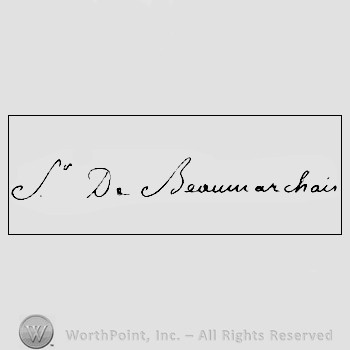 Autograph/signature: Pierre Augustin Caron de Beaumarchais.