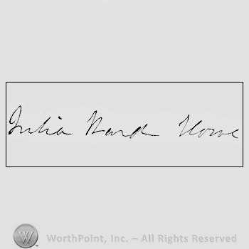 Autograph/signature: Julia Ward Howe.