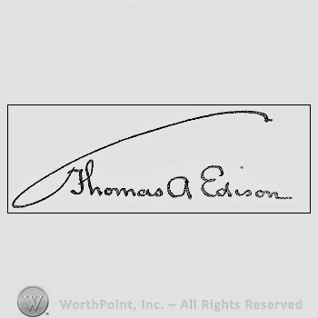 Autograph/signature: Thomas A. Edison.