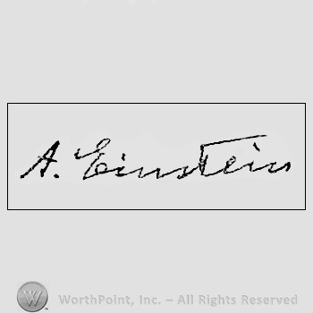 Autograph/signature: Albert Einstein.