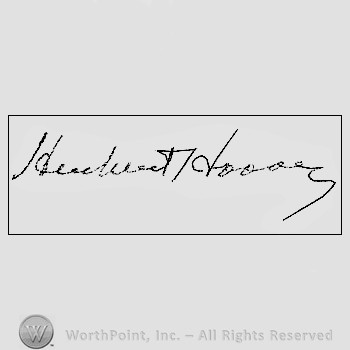 Autograph/signature: Herbert Hoover.