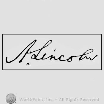 Autograph/signature: Abraham Lincoln.
