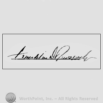 Autograph/signature: Franklin D. Roosevelt.