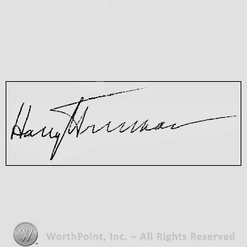 Autograph/signature: Harry S. Truman.