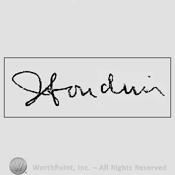 Autograph/signature: Harry Houdini.