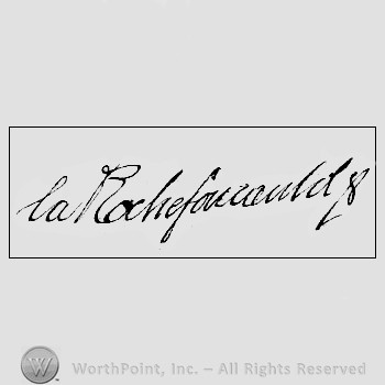 Autograph/signature: Francois La Rochefoucauld.