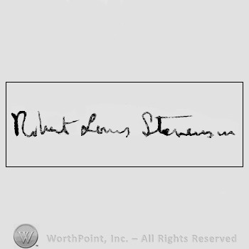 Autograph/signature: Robert  Louis Stevenson.
