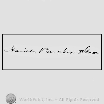 Autograph/signature: Harriet Beecher Stowe.