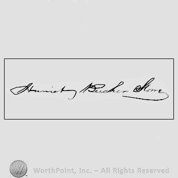 Autograph/signature: Harriet Beecher Stowe.
