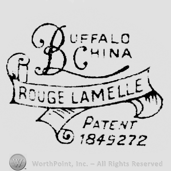 Buffalo written with stylish B above  China written above Rouge Lamelle written on a ribbon, Patent 1849272 written under it