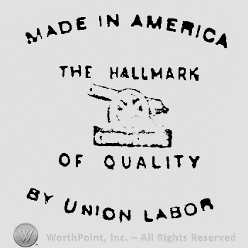 Made in America arched written above The Hallmark written above a canon shape with Canonsburg written under it above Of Quality written above By Union Labor arched written