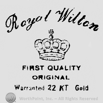 Royal Winton arched written above a crown shape, First Quality written under it, above Original written above Warranted 22 kt. Gold