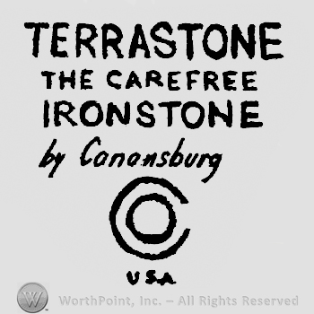 Terrastone written above The Carefree written above Ironstone written abobe By Canonsburg above a C witt an O inside it above U.S.A.