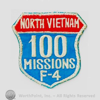 Weapon System Patch, Aircraft Patch : F-4 100 Missions North Vietnam.