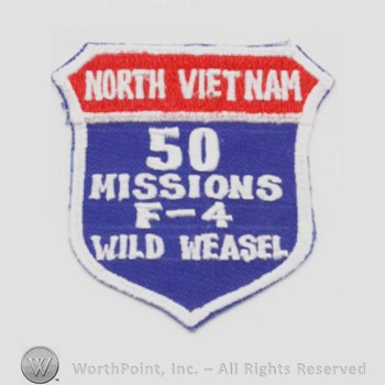 Weapon System Patch, Aircraft Patch : F-4 Wild Weasel Vietnam 50 Missions.