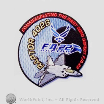 Weapon System Patch, Aircraft Patch : F/A-22 Raptor Tail Number 01-026.