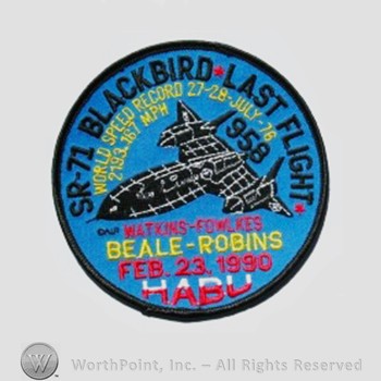 Weapon System Patch, Aircraft Patch : SR-71 Blackbird Aircraft #958.