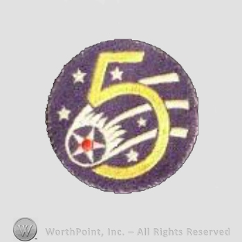 WWII US Army Air Force Numbered Units patch : 5th Army Air Force.