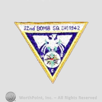 WWII US Army Air Force Numbered Units patch : 32nd Bomb Squadron, 301st Bomb Group, 15th Air Force.