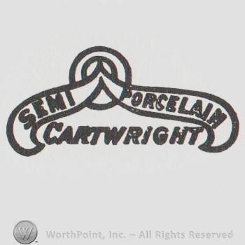 two banners that say "semi porcelain" above the text "cartwright"