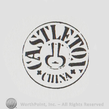 circle with "castleton china" and a harp in the middle