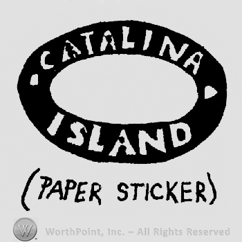 Catalina arched written above Island arched written all on a oval shape frame above (Paper Sticker) written