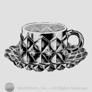 Glass pattern: No. 15001; custard cup and saucer.