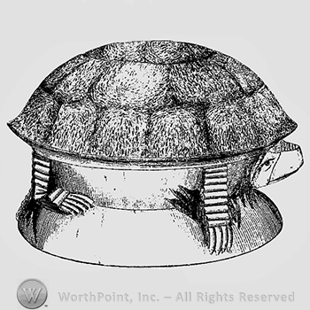 Glass pattern: Menagerie; Turtle butter dish.