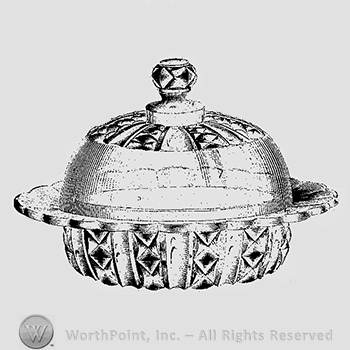 Glass pattern: Worlds Pattern; butter dish.