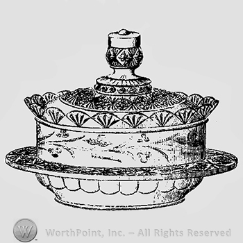 Glass pattern: Melrose; butter dish.
