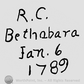 R.C. written above Bethabara written above Ian. 6 written above 1789