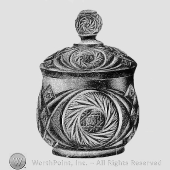 Glass pattern: Aztec; sugar bowl.