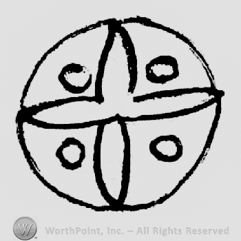 A circle with a cruce inside and 4 smaller circles