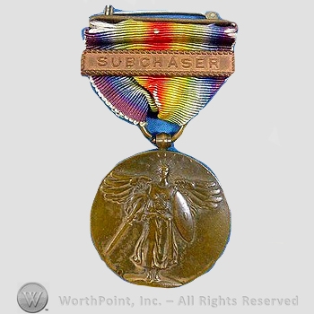 WWI Army Medal : Navy Victory Medal with "Subchaser" Bar.