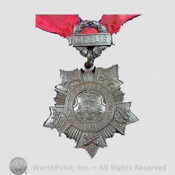 WWI Army Medal : New York 10 Year Service Medal by Tiffany.
