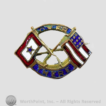 WWI Metal Insignia : Over There Blue Service Star Flag Pin.